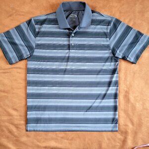 Champions Tour Golf Mens Size Large Gray Striped Short Sleeve Polo